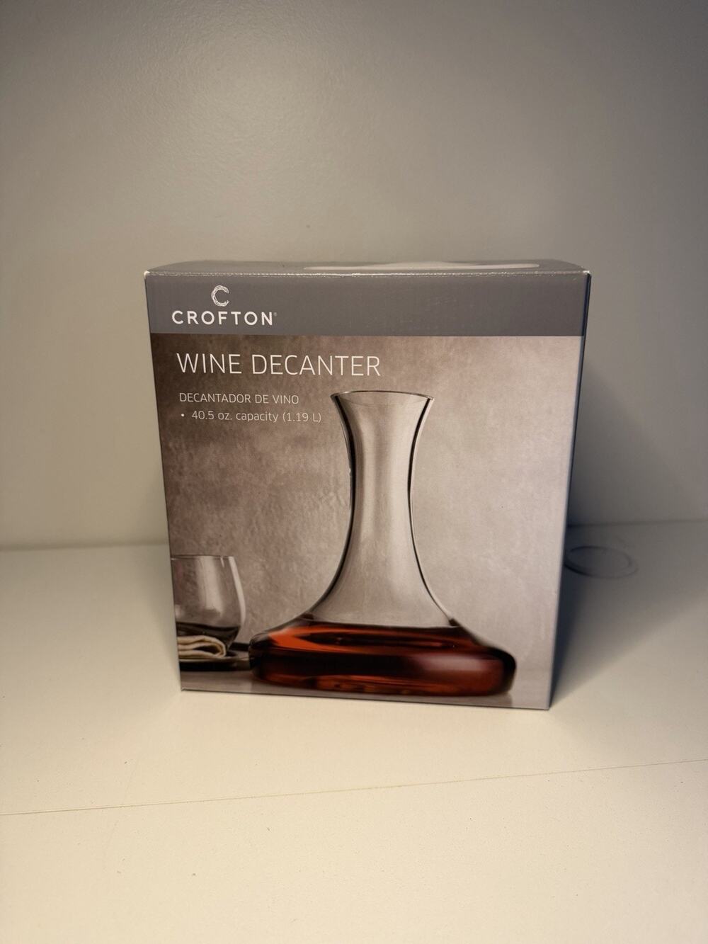Wine Liquor Decanter Carafe Crystal 40.5 oz Heavy Metal & Lead Free ~9’ Barware